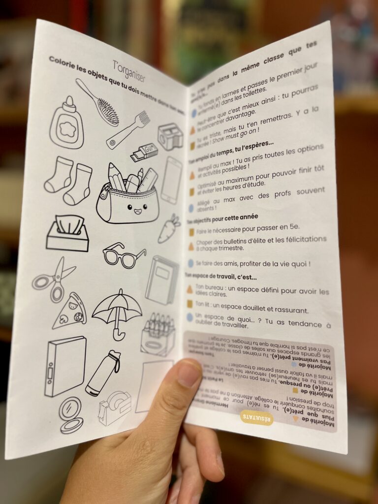 Un coloriage pour organiser sa rentrée au collège.